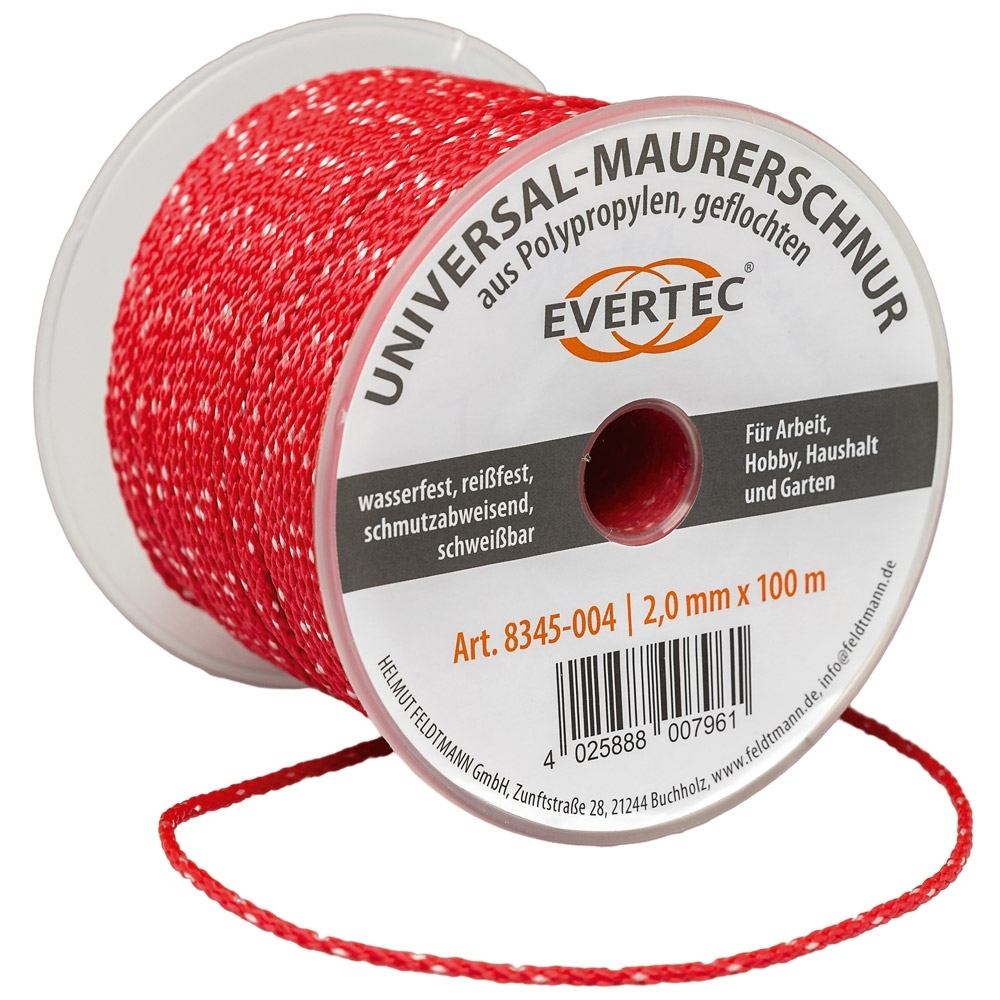Universal-Maurerschnur 2,0mm, rot 100m Rolle