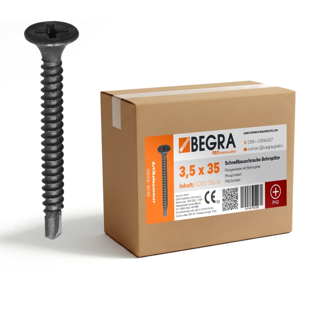 Gipsplattenschraube lose 3,5 x 25 PH2 (1.000 Stk.)