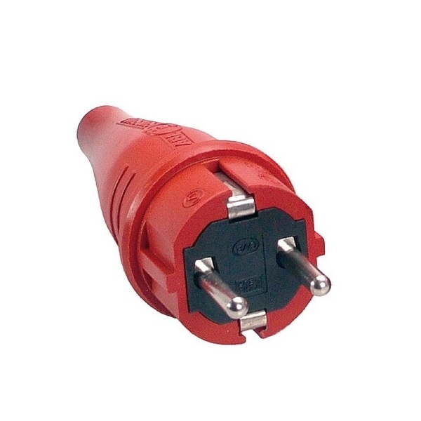 Gummistecker IP44, rot gepr. n. VDE 0620-1