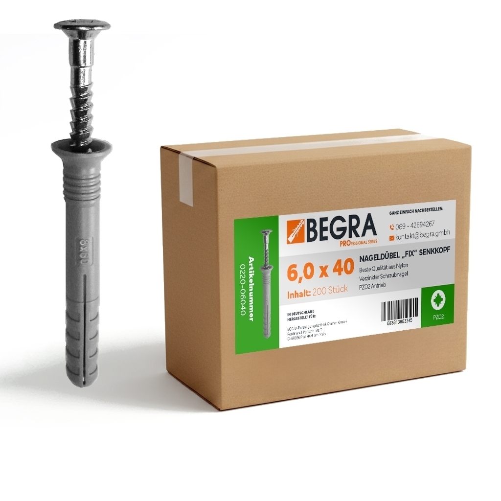 100 Stk. Nageldübel FIX SK 8,0mm Senkkopf PZ2