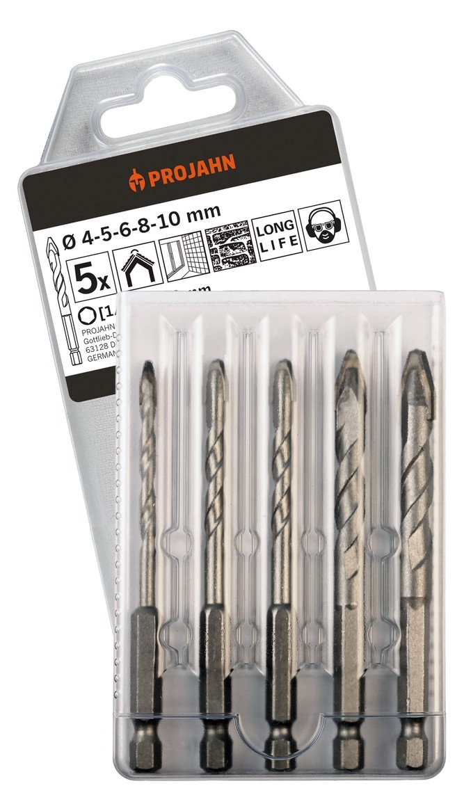 Fliesen- u. Ziegelbohrer 5tlg. Set Ø 4-5-6-8-10mm