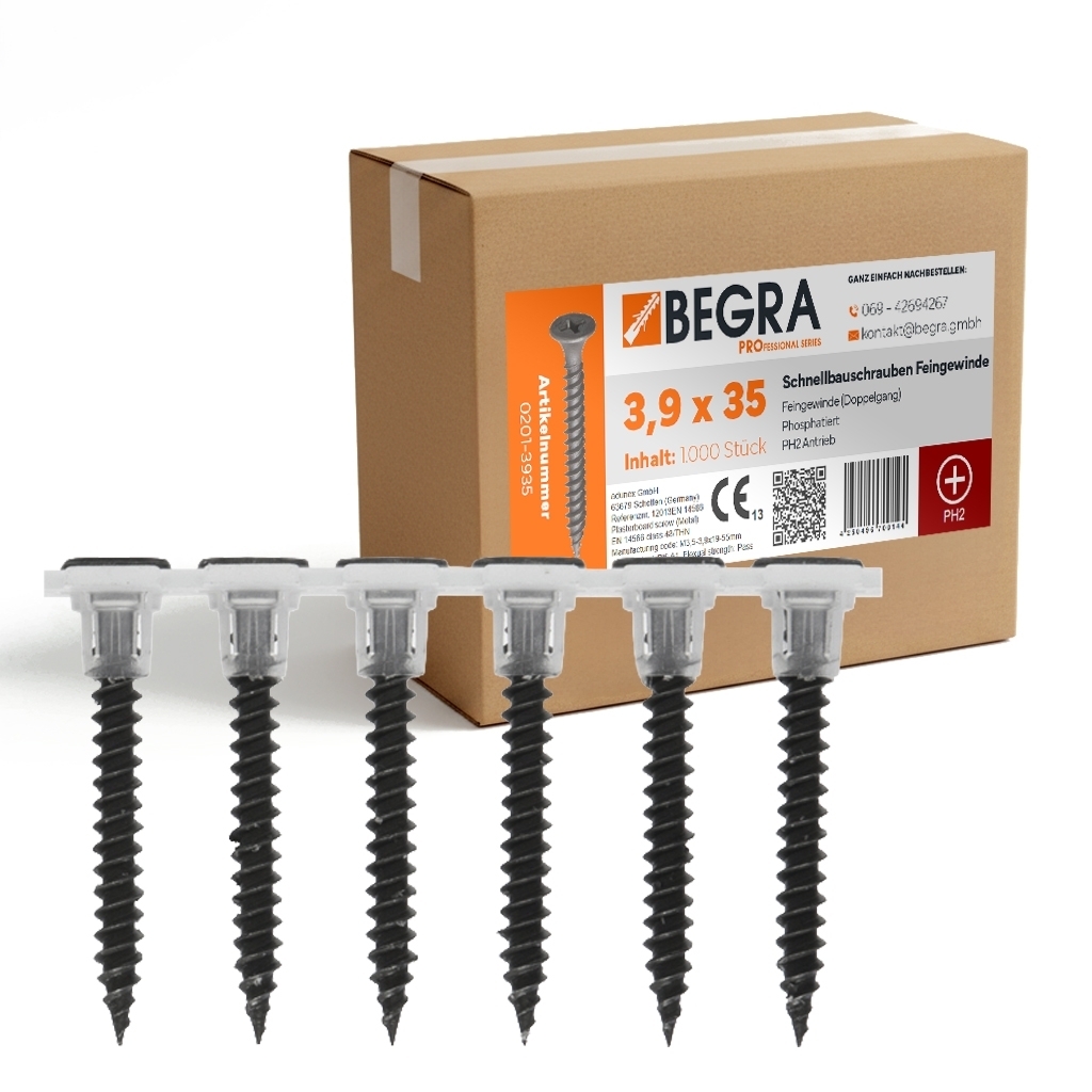 Gipsplattenschr. mag. Feingewinde 3,9 x 25 - 55mm