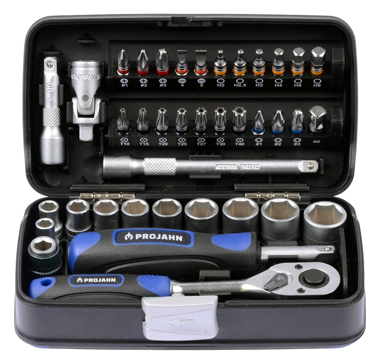 1/4" Mini Steckschlüssel- & Bit-Box, 38tlg.