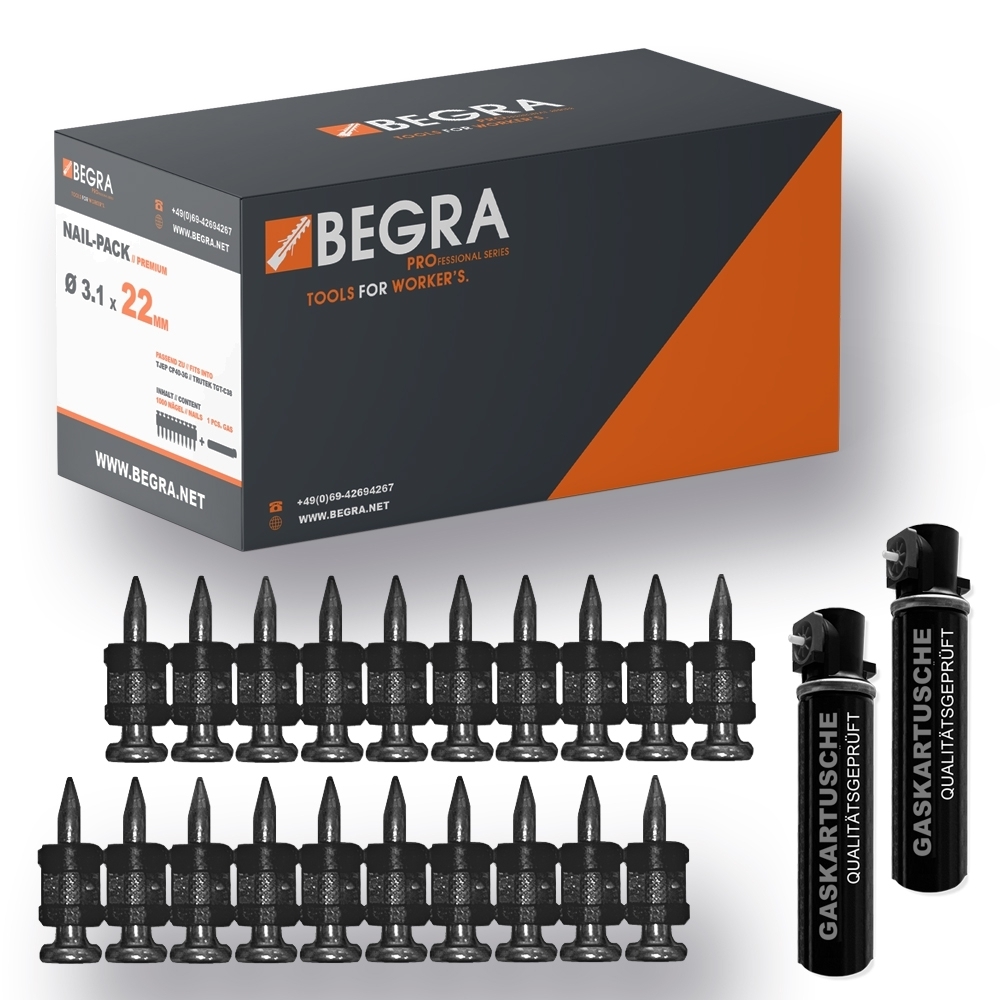 1000 Stk. Spezialnägel mag. 17mm - 38mm + Gas